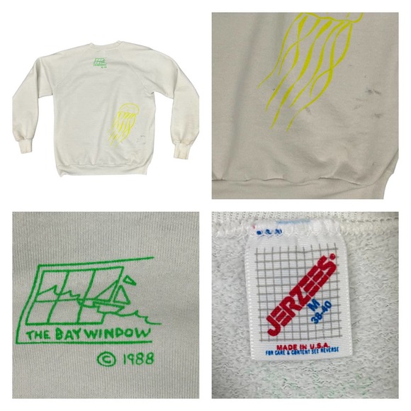 1990s Neon Jellyfish Allover Print Raglan Sweatshirt Jerzees / Men’s Medium - Picture 4 of 6